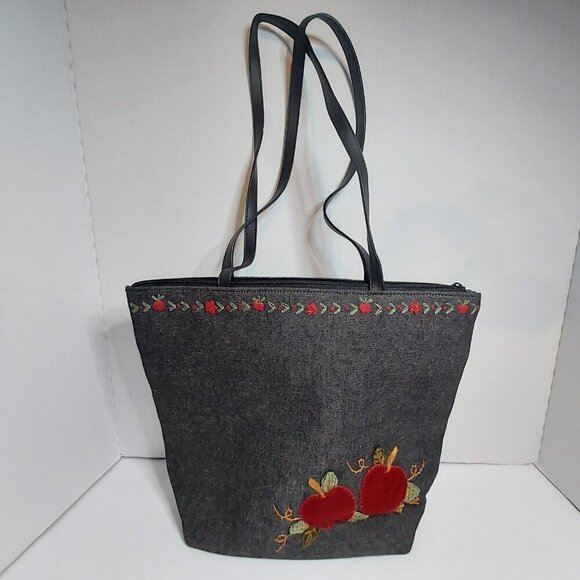 Cappelli Straworld Handbags - Cappelli Straworld Shoulder Bag, Purse, Apple Pattern, Denim, Teacher